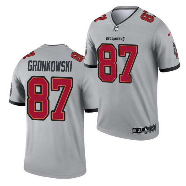 Men's Tampa Bay Buccaneers #87 Rob Gronkowski 2021 Gray Inverted Legend Stitched Jersey